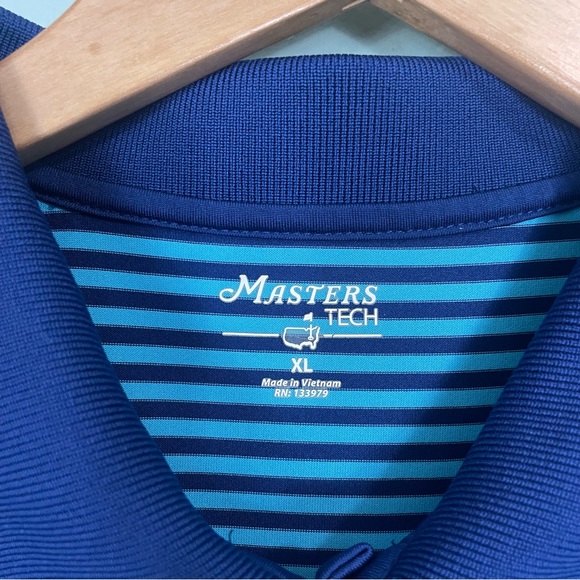 Master Tech Polo Striped Blue Golf Short Sleeve Men’s XL Logo Patch - Picture 4 of 8